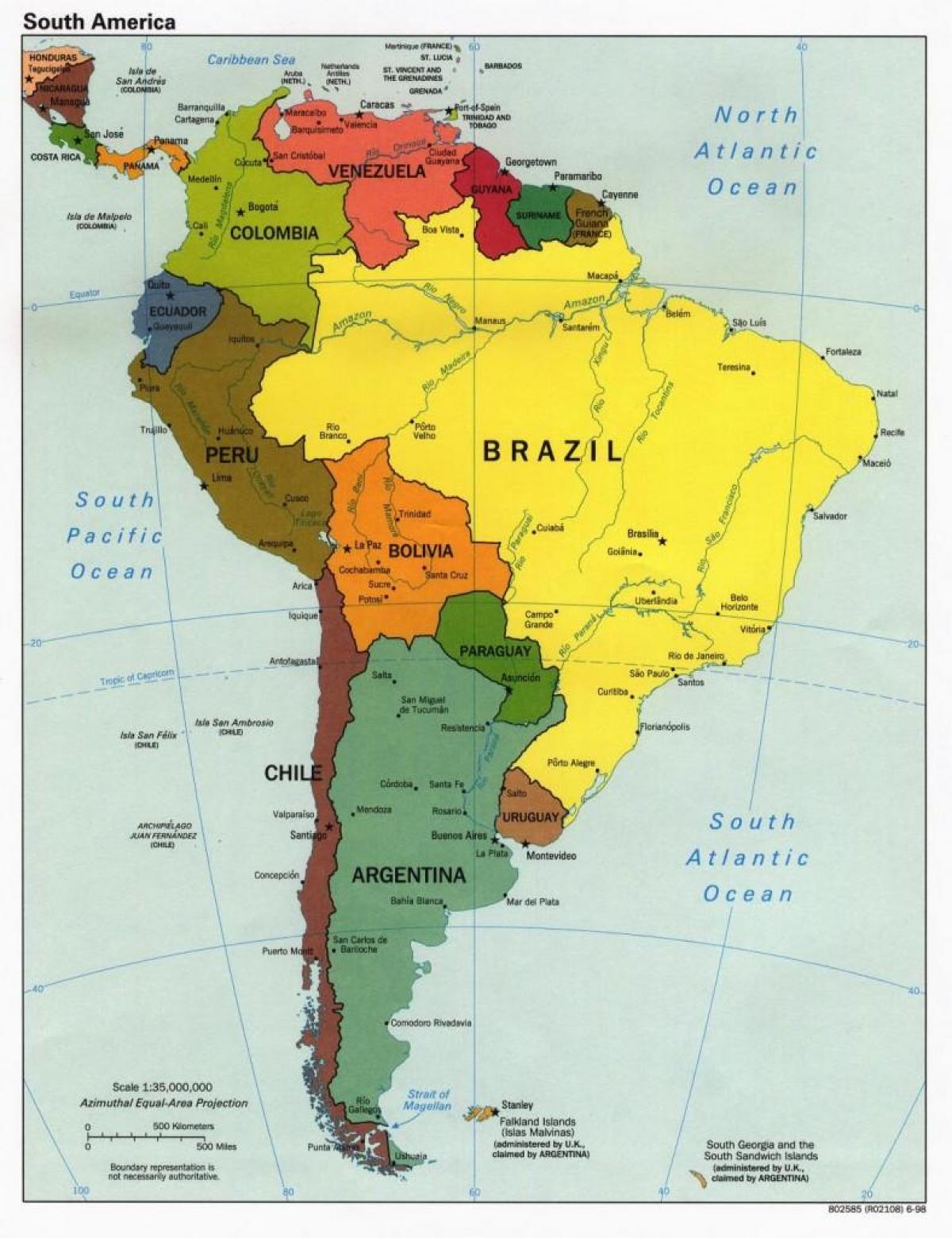 地图巴西的周边国家