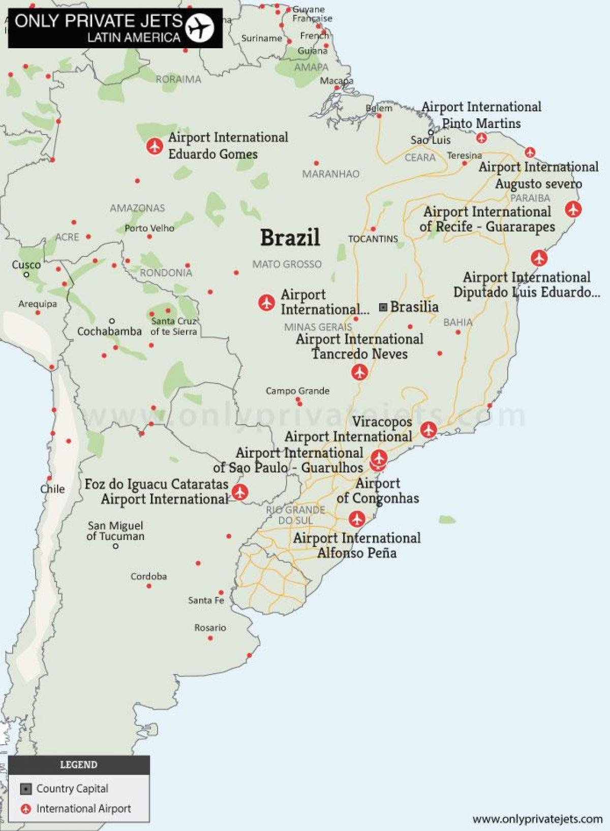 机场在巴西的地图