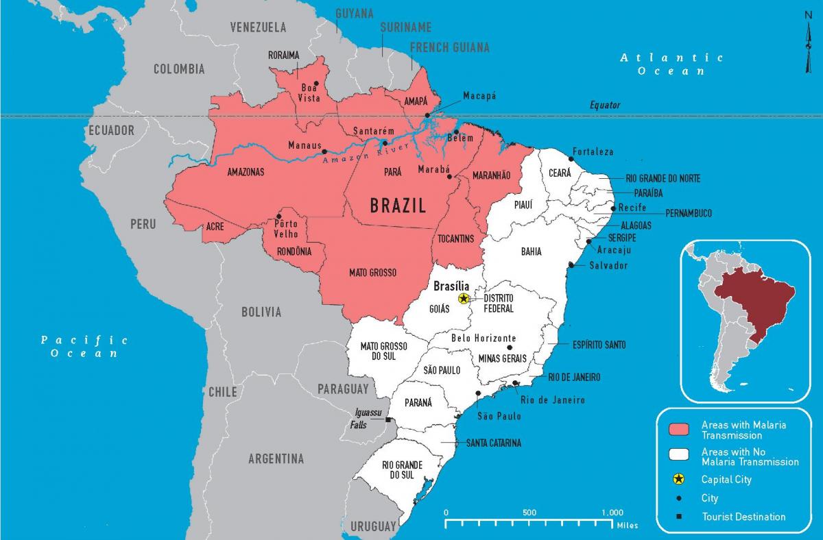 疟疾巴西的地图