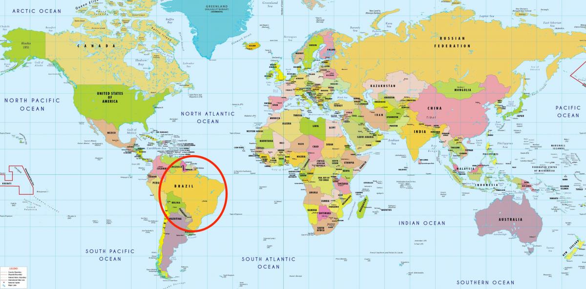 巴西在世界地图